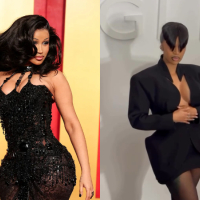 “Is she seeing?”- Reactions as Cardi B showcases new hairstyle covering her eyes