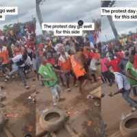 “Nigerians are always happy” Protesters spotted dancing “Gwo Gwo Gwo Ngwo” during protest