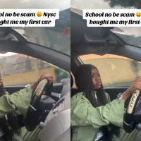"Wahala nor too much" Reactions as female corper shows off new car she bought with her NYSC allowance