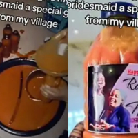 Bride packages red oil as souvenir for bridesmaids, Video trends