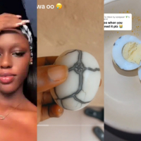 Shock as Lady posts video of egg with unusual design
