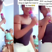 Nigerian mother sheds tears of joy, goes on her kneels in hospital as daughter deliver twins