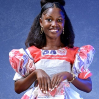 “Miss cement” – Reactions as lady celebrates birthday in unusual dress made entirely of cement bags
