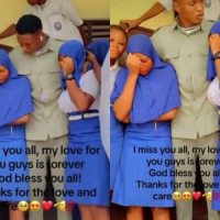 Female students shed tears as corper announces his departure from their school after his service