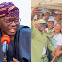 Corps members overwhelmed as Gov Sanwo-Olu visit lagos camp, promises each corper N100K