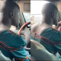 “No be only girls go dey collect Polo” – Reactions as Ibadan driver rocks a woman’s blouse while working