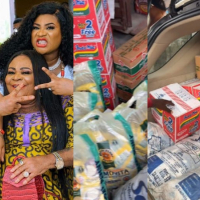Actress Nkechi Blessing honors late mother by sharing food items to needy in Ikeja