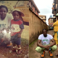 Nigerian man recreates NYSC picture with mother after 22 years