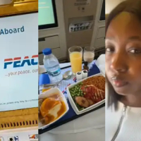 Lady who paid N5.2m to fly with Air Peace from London shows food she was served
