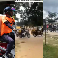 Dramatic moment dispatch rider celebrates girlfriend in style on sign-out day