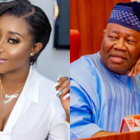Actress Ini Edo reacts unbothered over claims of being Godswill Akpabio’s mistress