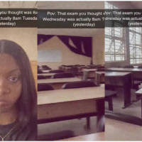 Female student arrives exam hall only to discover that her paper was written the previous day