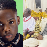 Oba of Benin presents Rema with a royal medal