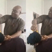 Outrage As Nnamdi Azikiwe University Professor, Shaves Student’s Unkempt Hair with Scissors