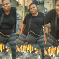 Funny reactions as roasted corn seller copies viral fish pie hawker