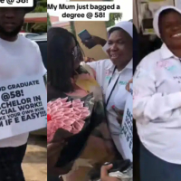 Nigerian Man celebrates mum as she bags BSc degree at 58