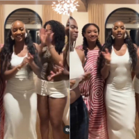 Singer Ayra Starr spotted rocking long gown while hanging out with singer Darkoo