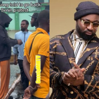 Protesters in Benin prevent singer Harrysong from passing roadblock, asks him to sing for them