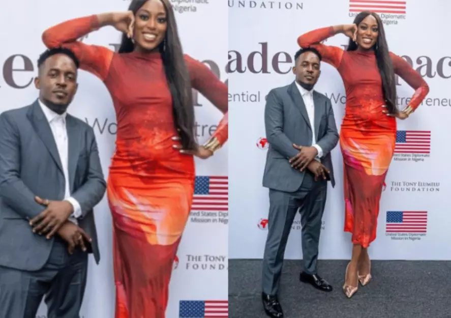 Reactions trails new photo of M.I Abaga posing beside basketball player Chiney Ogwumike