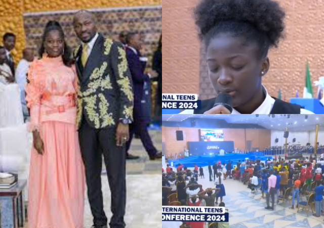 Mixed reaction as Apostle Suleman’s daughter preaches at church pulpit with uncovered hair