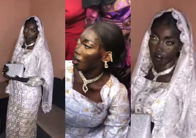“E no go better for the makeup Artist” – Bride sparks buzz with her heavy makeup in viral wedding video