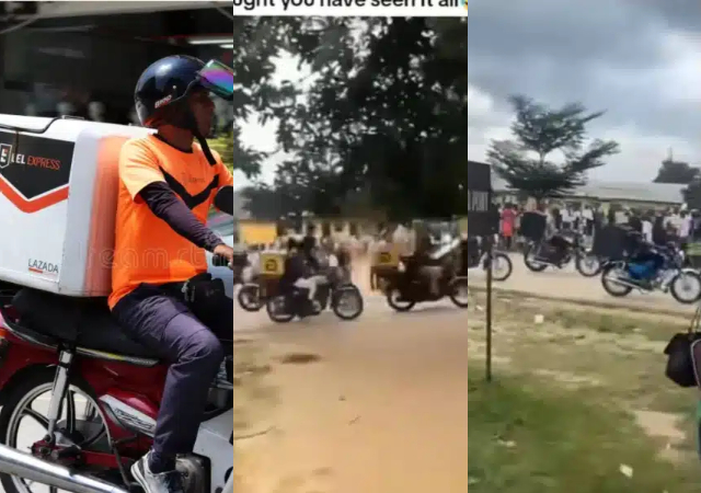 Dramatic moment dispatch rider celebrates girlfriend in style on sign-out day