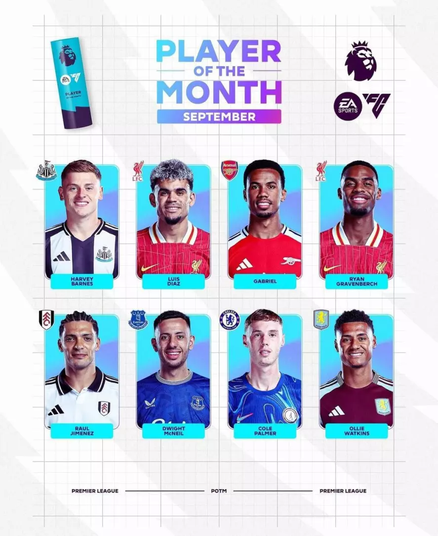 FULL LIST: Diaz, Palmer star as Premier League announces player of the month nominees