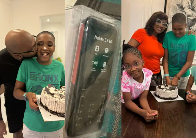 Jason Njoku causes buzz online as he presents his son Nokia 5310 on his 11th birthday