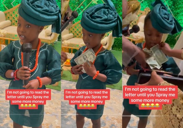 Nigerian girl captures the show in UK wedding, Demands money to read letter