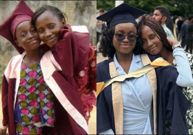 Nigerian lady recreates graduation pic with mum as she bags Master’s degree