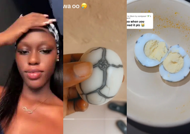 Shock as Lady posts video of egg with unusual design