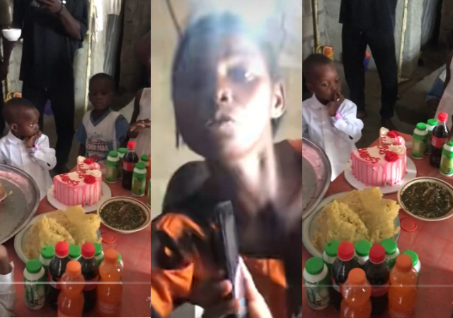 Hilarious moment Nigerian mother celebrates son’s birthday with Eba and Soup