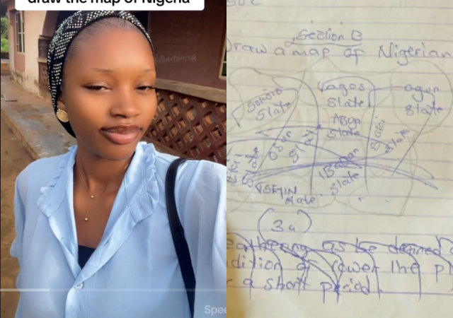 Nigerian teacher in shock as SS2 student draws Nigeria map, names Iseyin, Ibadan,&amp; Saki as states