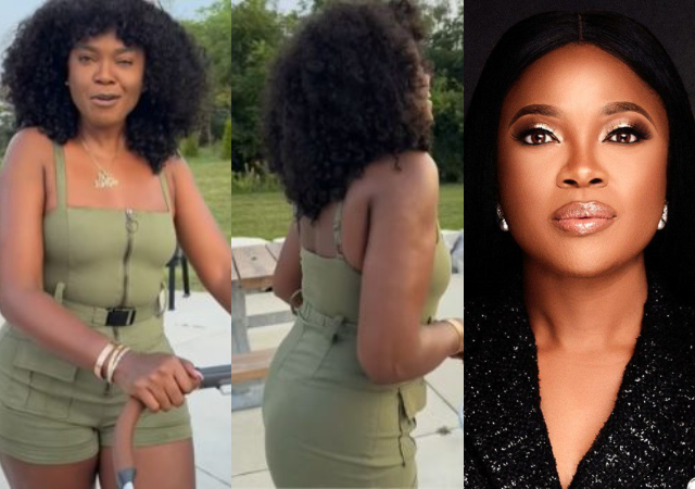 Actress Omoni Oboli share clip as he undertakes grandma duty, video goes viral