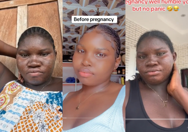 Nigerian lady causes buzz online as she shows off before and after pregnancy pictures