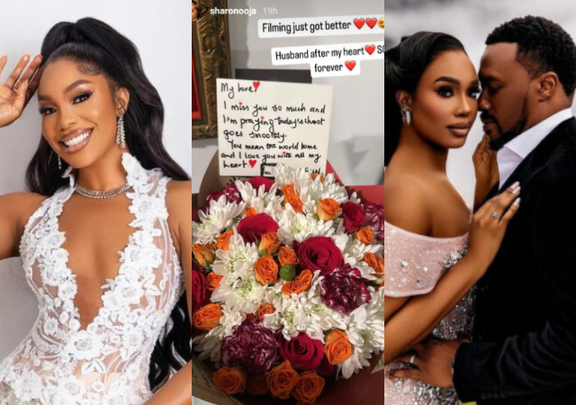 Actress Sharon Ooja husband surprises her on movie set