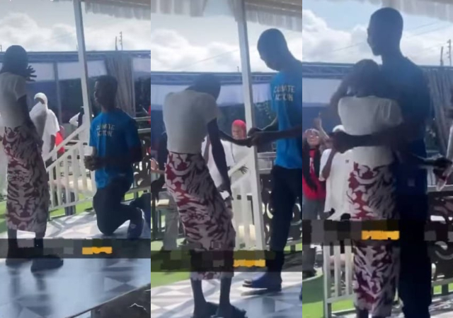 “This one think say marriage na 5k” – Young boy sparks reactions as he proposes to his teenage lover