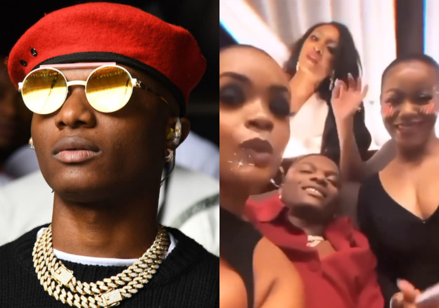 “Wizkid &amp; Osas get wetin dem never tell us” – Wizkid sparks buzz after being seen with 3 ladies in a room