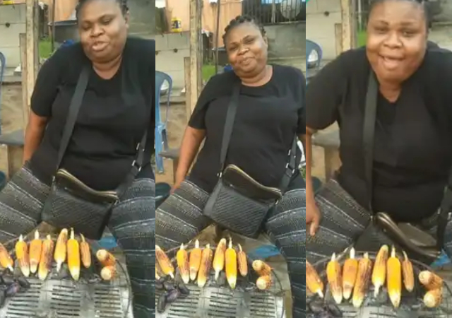 Funny reactions as roasted corn seller copies viral fish pie hawker