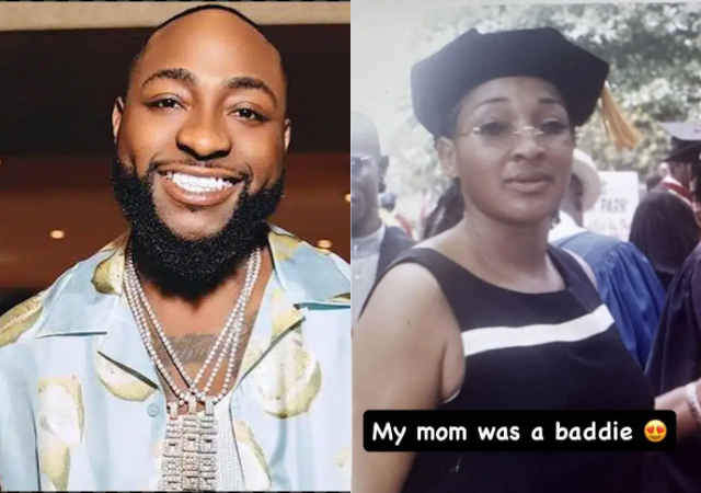 “My mom was a baddie” Singer Davido writes as he shares throwback Picture of his late mum