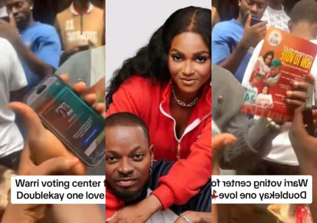 BBNaija: Nigerians gather massively at voting center to vote for Doublekay