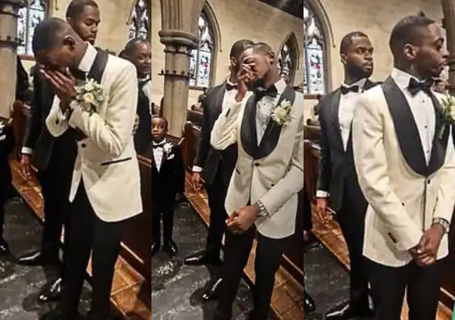 Moment Groom breaks down in tears as bride walks the wedding aisle