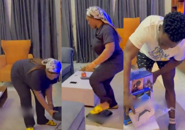 “Believe social media at your own risk” – Reactions as wife pranks husband by breaking his PS3, gifts him with new PS5