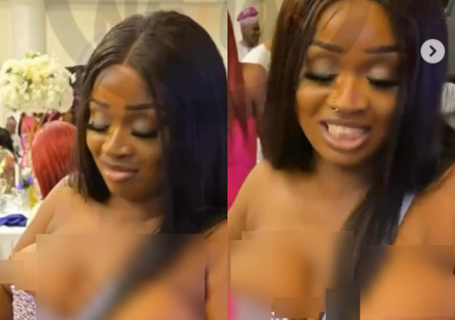 “Na sugar daddy them dey find” – Reactions as lady rocks revealing outfit to event