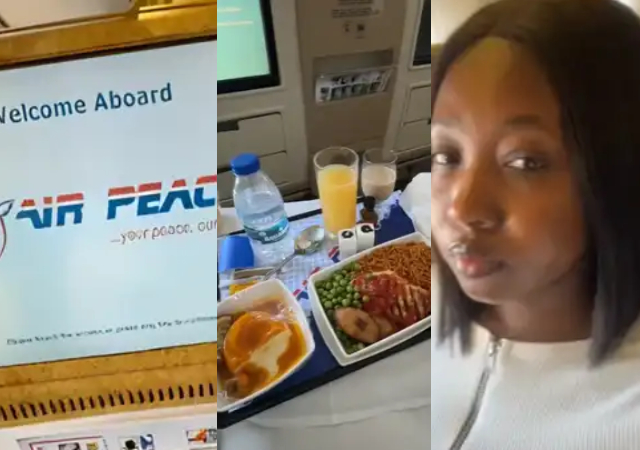 Lady who paid N5.2m to fly with Air Peace from London shows food she was served