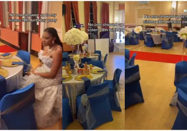 Young lady heartbroken as guests refuse to show up at her lavish 18th birthday party