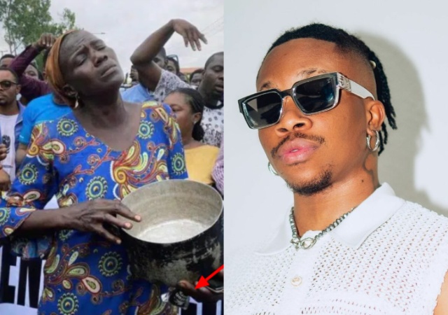 Oxlade Vows to Gift 500k To Woman Spotted Protesting with An Empty pot