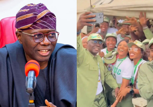 Corps members overwhelmed as Gov Sanwo-Olu visit lagos camp, promises each corper N100K