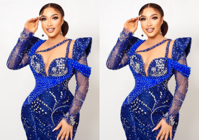 “Lady In Blue” Tonto Dikeh Dazzles in blue outfit