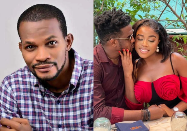 Uche Maduagwu Calls Out Veekee James kneeling before her husband
